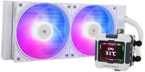 Thermalrlght FW240 White ARGB V2 CPU Water Cooler with 2 PWM Fans with 2000RPM,IPS LCD Screen with 320 * 240 Resolution,Liquid CPU Cooler,CPU PC Aio Cooler for AMD:AM4/AM5/Intel LGA1700