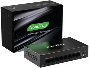 GoodTop 8 Port 2.5Gb Unmanaged Ethernet Switch with 10G SFP+,60Gbps Switching Capacity,Metal Fanless Multi-Gigabit Home Lab Setup Network Switch