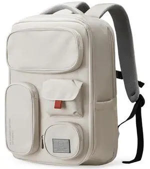 mixi Travel Backpack for Women & Men 15.6'' Laptop Carry On Weekender Bag Outdoor Hiking with Multifunction Pockets 180° Open Water Resistant 18 Inch 22L, Moonlight White