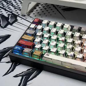 SUEHIODHY Japanese Manga Keycaps, PBT Side Printed Keycaps, Retro Custom Cherry Profile Keycap Set, 128 Keys Cool Anime Key Caps for 60%, 65%, 75%, 100% Cherry MX Switches Mechanical Keyboard