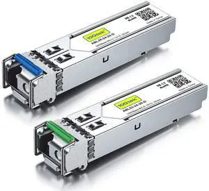 10Gtek a Pair of 1.25G SFP Bidi Transceiver, 1000Base-BIDI SingleMode Simplex LC Fiber Module for Cisco GLC-BX-20D/GLC-BX-20U, Ubiquiti UniFi UF-SM-1G-S and More, SMF 1550nm/1310nm, DDM, up to 20 km