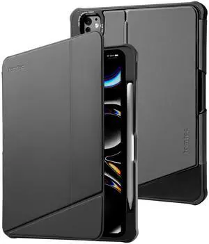tomtoc Inspire-Pivot Case for iPad Pro 13 Inch (M4) 2024, Pivot Design Provides Stable Stand Functionality for Various Viewing Experience, Vertical Case with Apple Pencil Holder, Auto Wake/Sleep