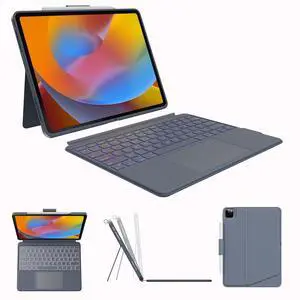 Case with Keyboard for iPad Pro 12.9-inch (6th, 5th, 4th Gen), iPad Air 13(M3 2025 / M2 2024): Bluetooth Wireless Detachable Magnetic Stand Rechargeable Keyboard with Removable Cover/Trackpad(Grey)