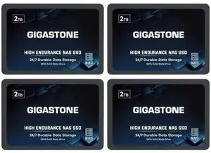 Gigastone 2TB NAS SSD Drive (4-Pack) 24/7 Durable TLC High Endurance RAID Data Storage Network Attached Storage 2.5" SATA Internal Solid State Hard Drives