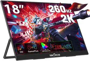 InnoView 18 Inch 260Hz Portable Gaming Monitor,2K QHD 100% DCI-P3 Portable Monitor Gameplus HDR FreeSync Laptop Monitors,Portable Screen for PC Phone Game Console