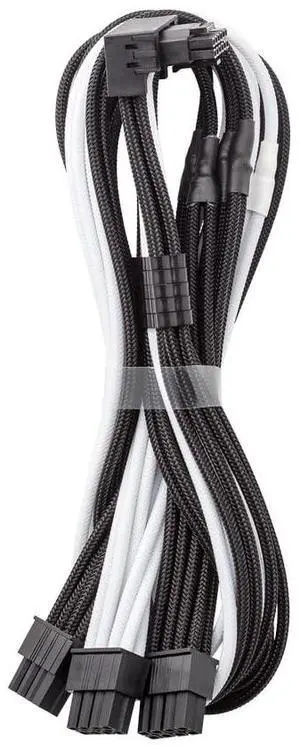 CableMod C-Series Pro ModMesh Sleeved 12V-2x6 12VHPWR 90° StealthSense PCIe Cable for Corsair - Variant B (Black + White, 16-pin to Triple 8-pin, 60cm)