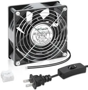AmRunJe EC Muffin Axial Fan with Plug 120mm x 38 mm High Airflow AC Cooling Fan 110V 115V 120V 220V 240V Dual Ball Bearing for Window Xbox Aquarium Cabinet Soldering Cooling Exhaust*