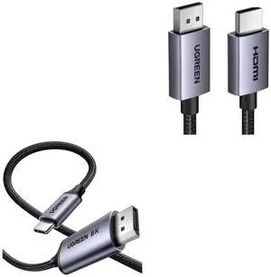 UGREEN Bidirectional USB C to DisplayPort 1.4 Cable 8K@60Hz 4K@240Hz DP to USB C Thunderbolt 4 Cord Bundle 4K DisplayPort to HDMI Cable 1080P@120Hz, Active DP 1.2 to HDMI 1.4 Cord