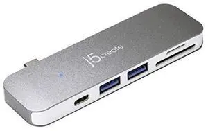 j5create USB-C 6-in-1 UltraDrive Mini Dock USB C USB 3.1 Power Delivery | SD/microSD Slots | Compatible with MacBook, Chromebook and USB C Devices