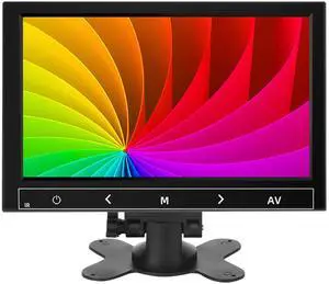 AISHICHEN 7 Inch Small Monitor, Raspberry Pi Screen Built-in Speakers, Mini Display 1024 x 600, 60 Hz, 5ms, IPS Screen Display w/Remote Control, HDMI VGA AV BNC Input, Computer PC Monitor