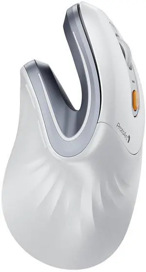 ProtoArc Ergonomic Vertical Mouse, EM11 NL Rechargeable Wireless Mouse Bluetooth, Ergo Mice with 3 Multi-Device for PC/Notebook/Laptop, 2.4GHz Optical Mice for Windows, Mac OS, White