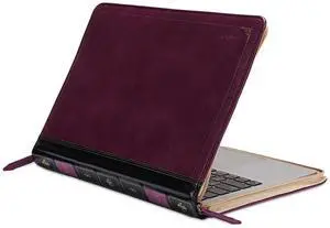 MOSISO Laptop Sleeve Case Compatible with MacBook Air 13 inch M4 A3240 M3 A3113 M2 A2681 M1 A2337 A2179 A1932 2025-2018/Pro 13 inch M2 M1 2025-2016, PU Leather Vintage Portfolio Cover, Plum