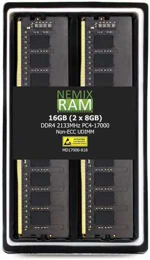 NEMIX RAM 16GB (2X8GB) DDR4 2133MHZ PC4-17000 1Rx8 1.2V 288-PIN Non-ECC UDIMM Unbuffered Desktop Memory KIT