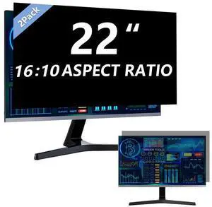 Halloive 2 Pack Computer Privacy Screen 22 Inch for 16:10 Widescreen Monitor, Removable Eye Protection Anti Glare Blue Light Computer Screen Privacy Shield, Anti Spy Screen Protector Film Screen