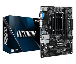ASRock QC7000M AMD FT3b Carrizo-L E2-7110 Quad-Core APU Motherboard - DDR3 1600, Radeon R2 Graphics, HDMI/D-Sub, USB 3.2 Gen1, SATA3, Gigabit LAN, 7.1CH Audio