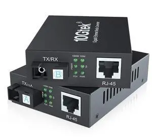 10Gtek a Pair of Gigabit Bidi Fiber to Ethernet Media Converter, SingleMode Single SC Fiber to Ethernet RJ45 Converter for 10/100/1000Base-Tx to 1000Base-EX, UL Certified, 1310-nm, up to 40-km