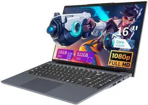 16 Inch Laptop Computer, FHD IPS 1200p Screen, Gaming Laptop i5 (Up to 3.6GHz) for 16GB LPDDR4 RAM 512GB SSD, 180 Angle Open WiFi 5 HDMI Backlit Keyboard UHD Graphics 617 with Numeric Keypad