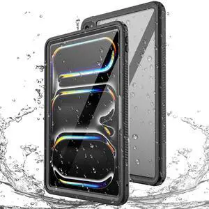 Miimall Waterproof Case for iPad Pro 11 inch 2024, IP68 Clear 360 Full-Body Ultra-Thin, Built-in Screen Protector, Shockproof Dust/Snow Proof for iPad Pro 11 inch, Black