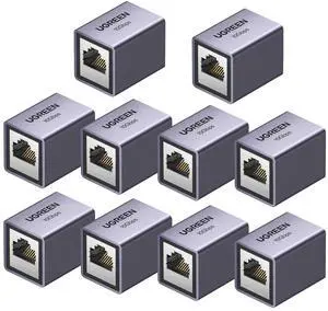 UGREEN Ethernet Extender 10Gbps, 10 Pack Ethernet Coupler for Cat8 Cat7 Cat6 Cat5 Cable, 328ft Long Distance Extend, Aluminum Alloy Shell, Space Grey