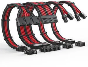 AsiaHorse 12VHPWR Cable Extension Kit, 16AWG Pcie 5.0 PSU Cable Extension Kit Soft Braided Power Supply Cable Extension, 24pin ATX /4+4pin EPS /12+4pin 30CM Length with Cable Combs