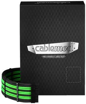 CableMod E-Series Pro ModMesh Sleeved 12V-2x6 12VHPWR Dual StealthSense Cable Kit for EVGA G/G+ / P/P+ / T (Black + Light Green)