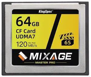 MIXAGE 64GB CompactFlash Card UDMA7, 120MB/s Read 45MB/s Write, 85TB TBW, for Canon Nikon Hasselblad DSLR Cameras