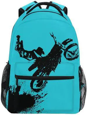 Glaphy Motorcycle Blue Backpack School Book Bag Lightweight Laptop Backpack for Boys Girls Kids