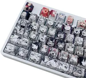 Japanese Anime Keycaps 108 PBT Dye Sublimation Crystalline Character OEM Profile for Cherry Mx Gateron Kailh Switch Mechanical Keyboard(Black keycaps 2)