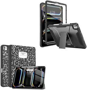 Soke Case for New iPad Pro 13 Inch Book Black Bundle with Rugged Protective Case for iPad Air 13 Inch M2 2024,iPad Pro 13 Inch M4,iPad Pro 12.9(2022 2021 2020,6th/5th/4th Gen)