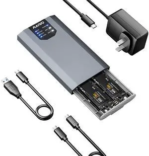 MAIWO Dual M.2 NVMe SSD Enclosure with 4 RAIDs, M.2 NVMe PCIe RAID Enclosure Supports RAID0/1/PM/Large, USB 3.2 Gen2x2 Type-C 20Gbps Speed, 8TB Capacity