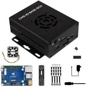 Waveshare Mini Base Board, Mini-WaComputer Designed for Raspberry Pi Compute Module 5 (NOT Included), Including Metal Case and Power Supply