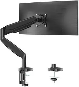 HIPPOFLEX Single Monitor Desk Mount for 13-35 inch Ultrawide Flat/Curved Screens, Heavy Duty Gas Spring Monitor Arm Stand Holds up to 30.8lbs, Fully Adjustable, Clamp and Grommet Base
