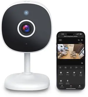 Geeni Insight Mini Smart Security Camera  2K Quad HD, Adjustable Angle, Motion Detection, Night Vision, Two-Way Audio, Compact Wi-Fi Camera, Works with Google Home & Alexa