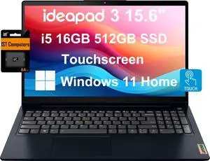 Lenovo IdeaPad 3 3i Laptop (15.6" FHD Touchscreen, Intel Core i5-1155G7, 16GB RAM, 512GB SSD) Narrow Bezel, Webcam, 12-Hr Long Battery Life, Wi-Fi 6, IST SD, Win 11 Home, Business & Home, Abyss Blue Lenovo IdeaPad 3 3i Laptop (15.6" FHD Touchscreen, Intel Core i5-1155G7, 16GB RAM, 512GB SSD) Narrow Bezel, Webcam, 12-Hr Long Battery Life, Wi-Fi 6, IST SD, Win 11 Home, Business & Home, Abyss Blue