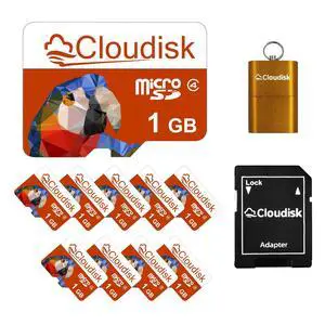Cloudisk Pack of 10 Parrot-Prime Micro SD Card 1GB Flash Memory Card C4 with SD Adapter, Card Reader (1GB) Cloudisk Pack of 10 Parrot-Prime Micro SD Card 1GB Flash Memory Card C4 with SD Adapter, Card Reader (1GB)