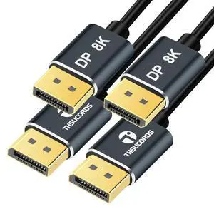 Thsucords DisplayPort Cable 15FT 2Pack, Certified Ultra Slim & Thin 8K 4K Display Port 1.4 Cable Support 8K@60Hz, 4K@144Hz 32.4Gbps for Laptop,PC,Monitor Thsucords DisplayPort Cable 15FT 2Pack, Certified Ultra Slim & Thin 8K 4K Display Port 1.4 Cable Support 8K@60Hz, 4K@144Hz 32.4Gbps for Laptop,PC,Monitor