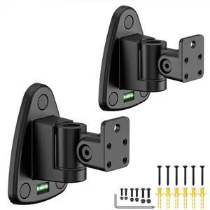 Upgraded Universal Metal Speaker Wall Mount, Swivel & Tilt, Speaker Mount for Small Speakers with 1/4-20, M4 M5 M6 Thread & Keyhole, For Samsung, Bose, JBL, Klipsch, Sony, Built-In Level, 2 P Upgraded Universal Metal Speaker Wall Mount, Swivel & Tilt, Speaker Mount for Small Speakers with 1/4-20, M4 M5 M6 Thread & Keyhole, For Samsung, Bose, JBL, Klipsch, Sony, Built-In Level, 2 P