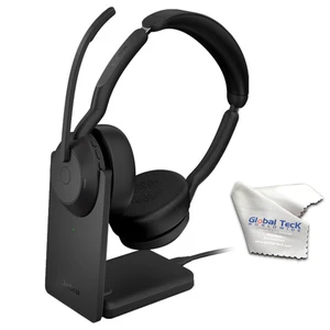Jabra Evolve2 55 UC Stereo Bluetooth Noise Cancelling Headset(Link380a) with Charging Stand - Compatible with Mac PC,smartphones & tablets - with GTW Microfiber Cloth and Global Teck Gold Support Plan Jabra Evolve2 55 UC Stereo Bluetooth Noise Cancelling Headset(Link380a) with Charging Stand - Compatible with Mac PC,smartphones & tablets - with GTW Microfiber Cloth and Global Teck Gold Support Plan