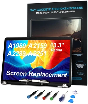 TRGSLKSS Screen Replacement for MacBook Pro 13.3 inch A1989 A2159 A2289 A2251, 2018 2019 2020 LCD Display Screen Assembly, Space Gray TRGSLKSS Screen Replacement for MacBook Pro 13.3 inch A1989 A2159 A2289 A2251, 2018 2019 2020 LCD Display Screen Assembly, Space Gray