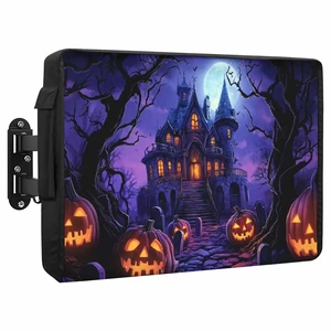 Halloween Outdoor TV Cover 65 Inch Purple Grimace Pumpkin TV Enclosure Moon Castle Scary Night TV Covers for Outside TV Display Screen Protector with Remote Control Pocket Home Fall Decor Halloween Outdoor TV Cover 65 Inch Purple Grimace Pumpkin TV Enclosure Moon Castle Scary Night TV Covers for Outside TV Display Screen Protector with Remote Control Pocket Home Fall Decor