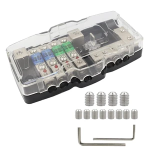 RAGBUSCLE 0/4GA Input 4-Way Camper Car Audio Distribution Fuse Block with Ground, 30A 60A 80A Fuse for Cars, SUVs, buses, RVs, yachts, ships, Multi-Functional Mini ANL Fuse Box Distribution Block RAGBUSCLE 0/4GA Input 4-Way Camper Car Audio Distribution Fuse Block with Ground, 30A 60A 80A Fuse for Cars, SUVs, buses, RVs, yachts, ships, Multi-Functional Mini ANL Fuse Box Distribution Block