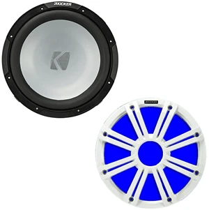 KICKER 10" 350 Watt Peak Power 4-Ohm SVC Freeair Marine Audio Subwoofer with White RBG Multicolor LED Grilles KICKER 10" 350 Watt Peak Power 4-Ohm SVC Freeair Marine Audio Subwoofer with White RBG Multicolor LED Grilles