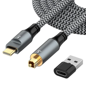 upxuntek USB-C to Toslink Optical Audio Cable 6.6FT, Braided Type-C to SPDIF Digital Fiber Optic Cord with USB-A Adapter, Unidirectional Audio Out for PC, Laptop, PS5 to Soundbar upxuntek USB-C to Toslink Optical Audio Cable 6.6FT, Braided Type-C to SPDIF Digital Fiber Optic Cord with USB-A Adapter, Unidirectional Audio Out for PC, Laptop, PS5 to Soundbar