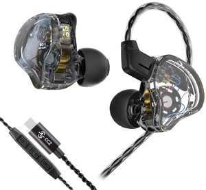 YINYOO CCZ Melody USB C Headphones Wired Earbuds, Type-C Wired Gaming Earphones with Noise Cancelling, 1BA 1DD, Patent Ear fins, Detachable Cable for Computer Phone PC (Clear Black, USBC-with Mic) YINYOO CCZ Melody USB C Headphones Wired Earbuds, Type-C Wired Gaming Earphones with Noise Cancelling, 1BA 1DD, Patent Ear fins, Detachable Cable for Computer Phone PC (Clear Black, USBC-with Mic)