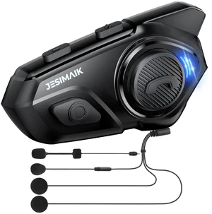 JESIMAIK Motorcycle Helmet Bluetooth Headset, 10 Way 2KM Helmet Communication System, Multitasking Audio Motorcycle Intercom, 2 Mics&40mm Speaker (1 Pack) JESIMAIK Motorcycle Helmet Bluetooth Headset, 10 Way 2KM Helmet Communication System, Multitasking Audio Motorcycle Intercom, 2 Mics&40mm Speaker (1 Pack)
