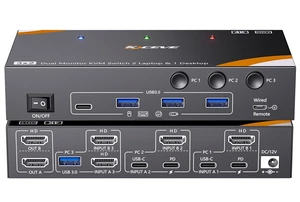 KCEVE KVM Switch 2 Monitors for 2 Laptops 1 Desktop HDMI 4K@60Hz KCEVE KVM Switch 2 Monitors for 2 Laptops 1 Desktop HDMI 4K@60Hz