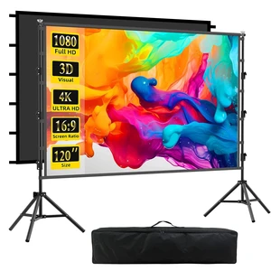 Outdoor Projector Screen with Stand, 120 inch Indoor Movie Screen 16:9 4K Rear Front Portable Projection Screen, Quick Setup Foldable Travel Home Theater Screen with Carry Bag for Backyard Camping Outdoor Projector Screen with Stand, 120 inch Indoor Movie Screen 16:9 4K Rear Front Portable Projection Screen, Quick Setup Foldable Travel Home Theater Screen with Carry Bag for Backyard Camping