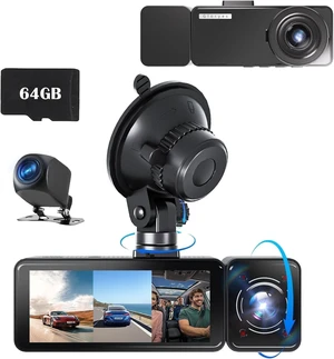3 Channel Dash Cam Front and Rear Inside, Triple Dash Camera for Cars, 2.5K UHD Dash Cam, 3.18" IPS Large Screen, IR Night Vision, 24/7 Recording Parking Mode Monitor, Free 64G SD Card 3 Channel Dash Cam Front and Rear Inside, Triple Dash Camera for Cars, 2.5K UHD Dash Cam, 3.18" IPS Large Screen, IR Night Vision, 24/7 Recording Parking Mode Monitor, Free 64G SD Card