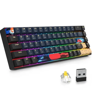 Ussixchare Wireless Gaming Keyboard, 65% Hot Swappable Mechanical Keyboard with RGB Backlit,Yellow Switch, PBT Keycaps Tri-Mode 2.4G/Bluetooth 5.0/Type-C for PC Laptop Gamer(68 Blue Samurai) Ussixchare Wireless Gaming Keyboard, 65% Hot Swappable Mechanical Keyboard with RGB Backlit,Yellow Switch, PBT Keycaps Tri-Mode 2.4G/Bluetooth 5.0/Type-C for PC Laptop Gamer(68 Blue Samurai)
