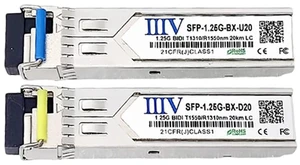 IIIV 1000Base-BIDI SFP Transceiver, 1.25G Single Mode LC Simplex Fiber Module 20km DDM, Compatible with Cisco GLC-BX-20U/GLC-BX-20D, Ubiquiti UF-SM-1G-S, MikroTik and More (1 Pair) IIIV 1000Base-BIDI SFP Transceiver, 1.25G Single Mode LC Simplex Fiber Module 20km DDM, Compatible with Cisco GLC-BX-20U/GLC-BX-20D, Ubiquiti UF-SM-1G-S, MikroTik and More (1 Pair)